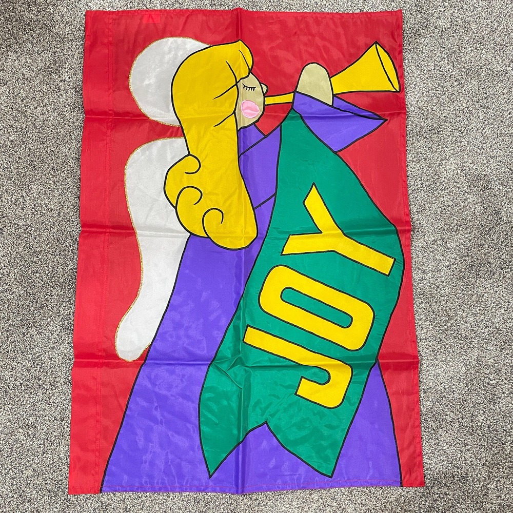 Vintage Angel Joy Christmas Flag 28" x 40" Gibson Festive Flags 1995